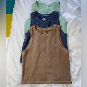 Hollister Stretch Cotton High Neck Crop Tanks Bundle